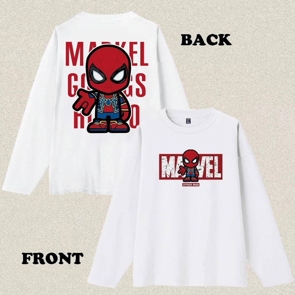 Kaos Lengan Panjang Pria Distro Original 100% Kaos Spider-Man ”Marvel“ Pria Wanita | Crewneck Tshirt
