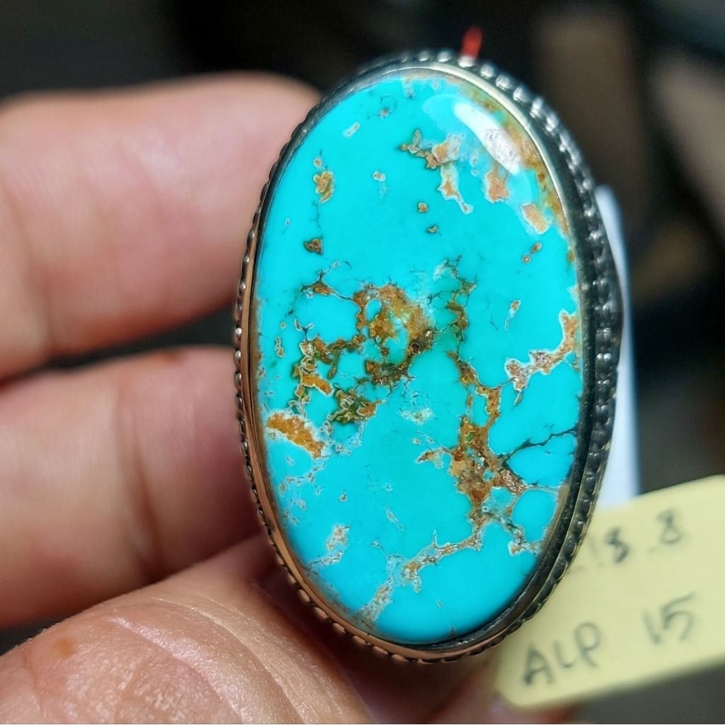 natural Pirus Persia lawasan toska urat emas kemerahan 31 x 18 x 7 mm