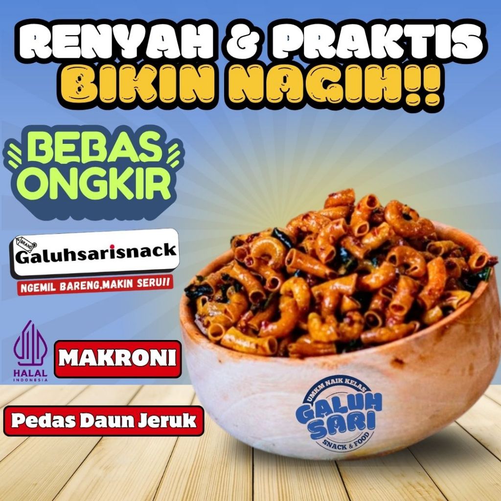 

Cemilan Kiloan Makaroni Bantet Pedas Daun Jeruk Extra Bumbu Basah Cikruh Renyah Nikmat Praktis