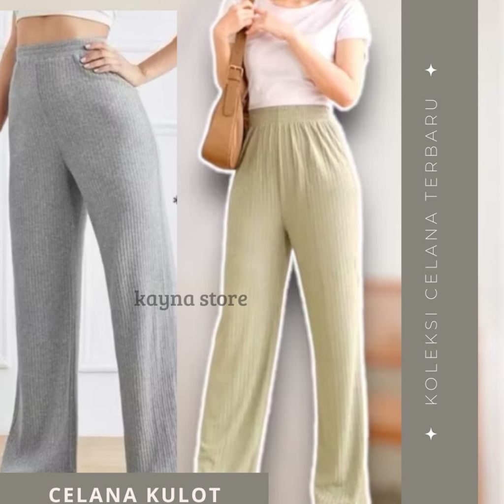 QH celana kulot rib wanita Korean style/ celana kulot rib wanita kekinian Korean style/ celana kulot