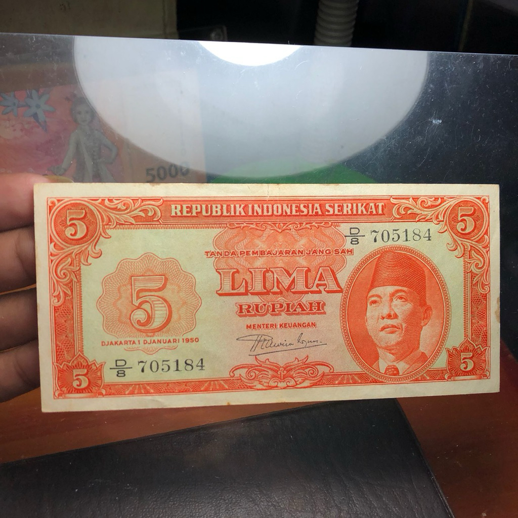 Uang Kuno Seri RIS Tahun 1959 Mulus dan Asli Rp. 5