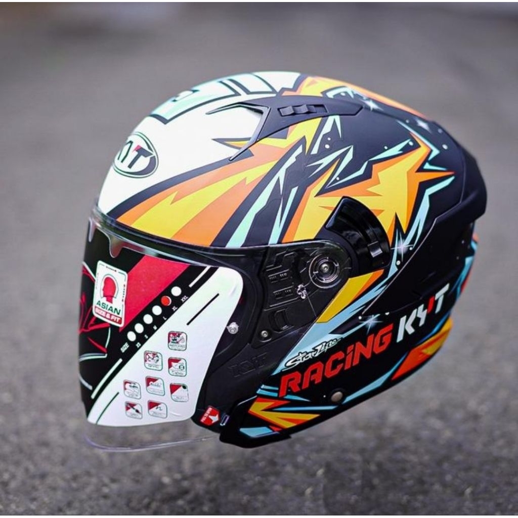 HELM KYT NFJ JAUME MASIA 2021 MATT DOFF DOUBLE VISOR HALFACE SPORTY ORIGINAL BIG SIZE XXL