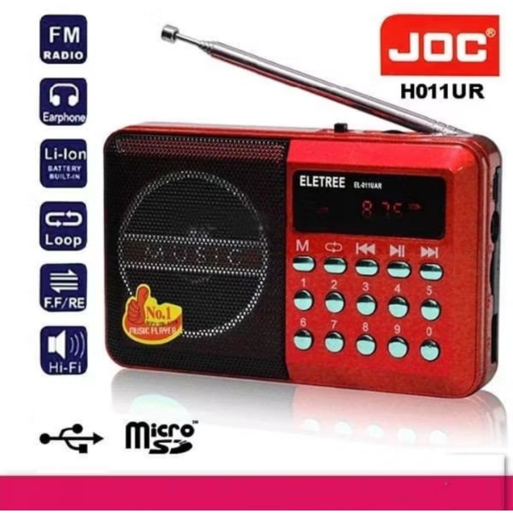 joc 1011 radio murotal bluetooth radio cass radio baterai mini