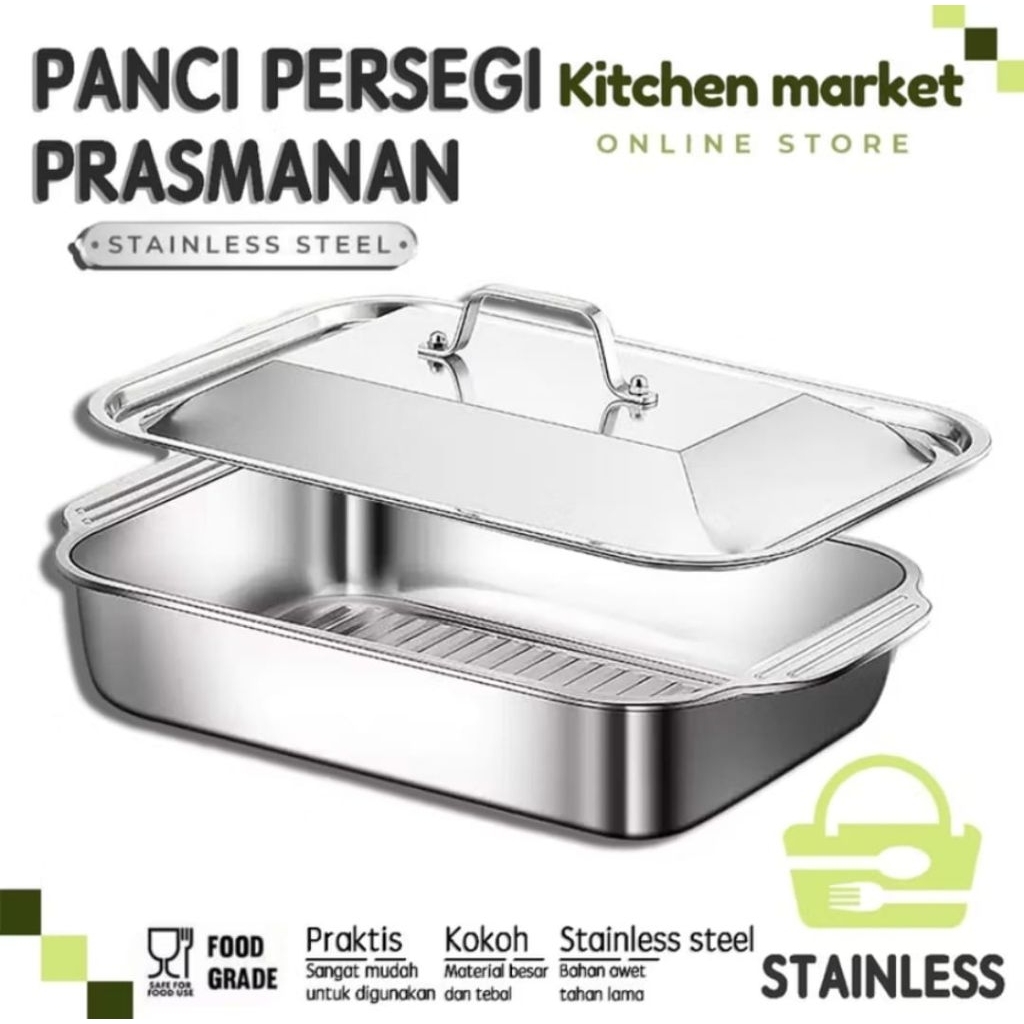 Panci Stainless Set Tutup Wadah Saji Lauk Tempat Prasmanan Luxury 