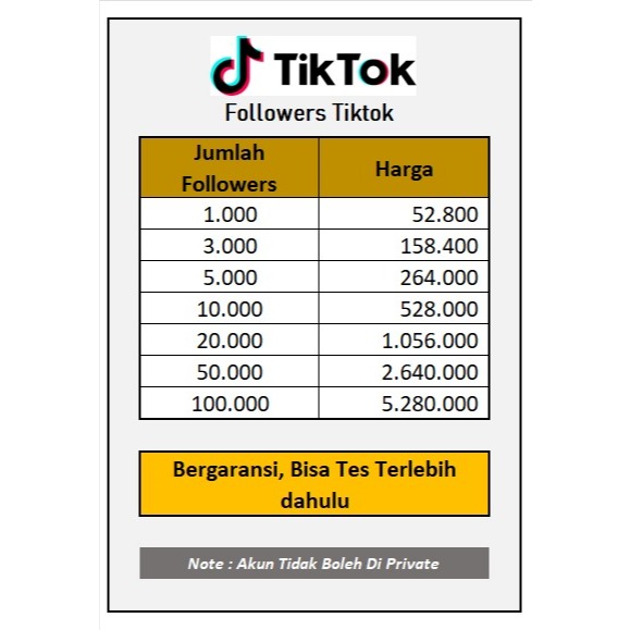 Jasa Tambah Followers Tiktok