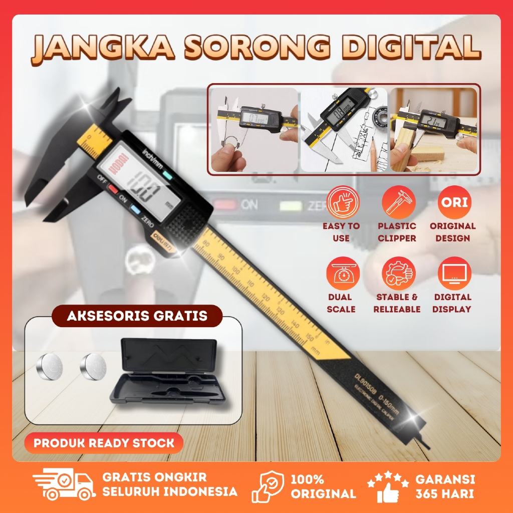 KODAI Deli Jangka Sorong Digital EDL90150 Kaliper Sigmat Vernier Caliper 150mm Presisi