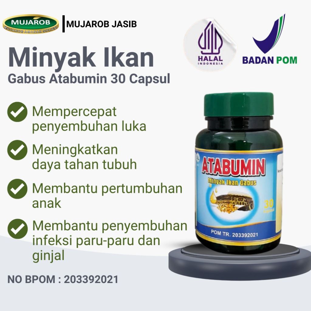 Minyak Ikan Gabus Atabumin Kapsul 30ml – Penyembuh Luka Operasi, Tinggi Albumin, Nutrisi Otak