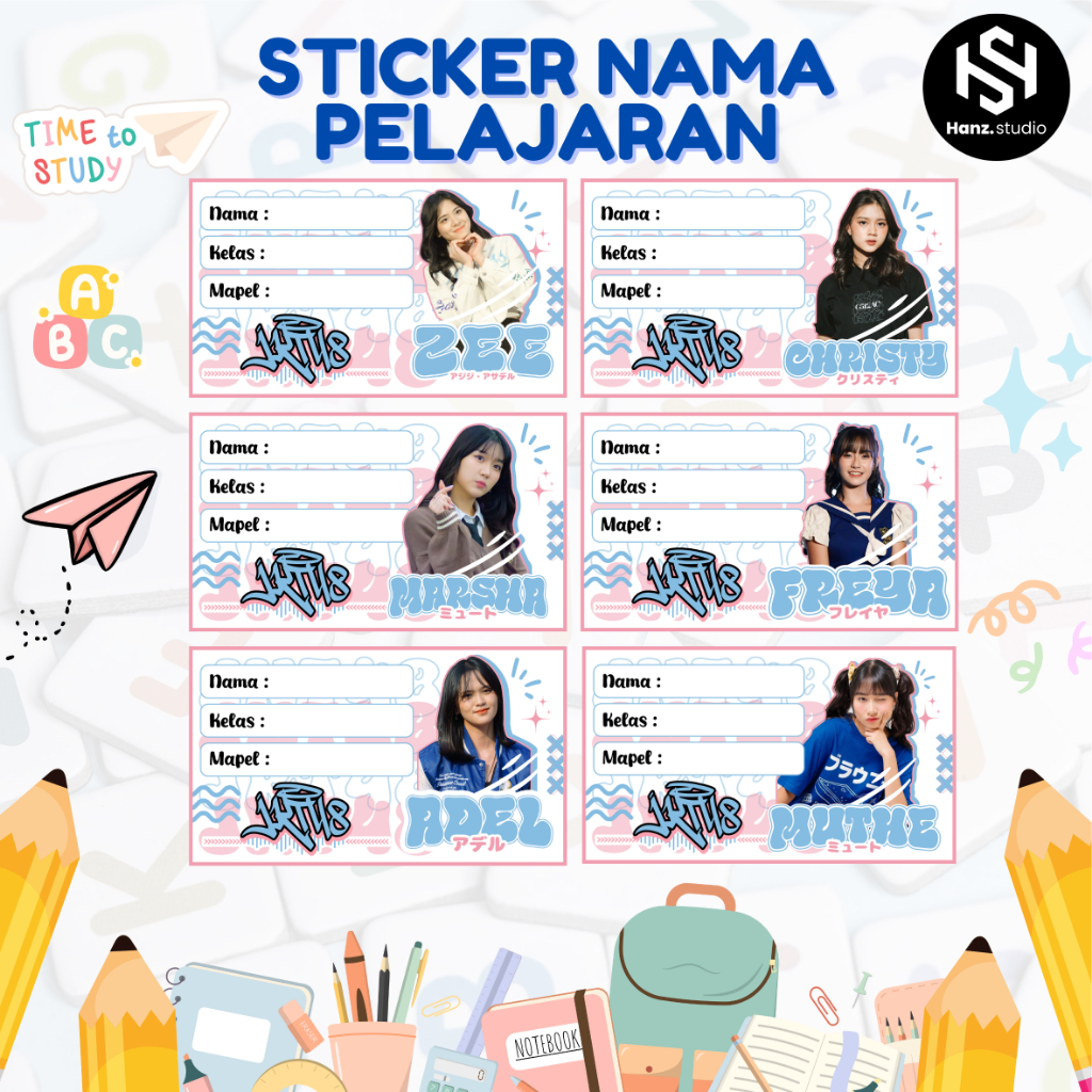 

(Free Sticker jkt48 )STICKER LABEL BUKU MEMBER JKT48 ISI 44 PCS / STICKER BUKU CUSTOM NAMA
