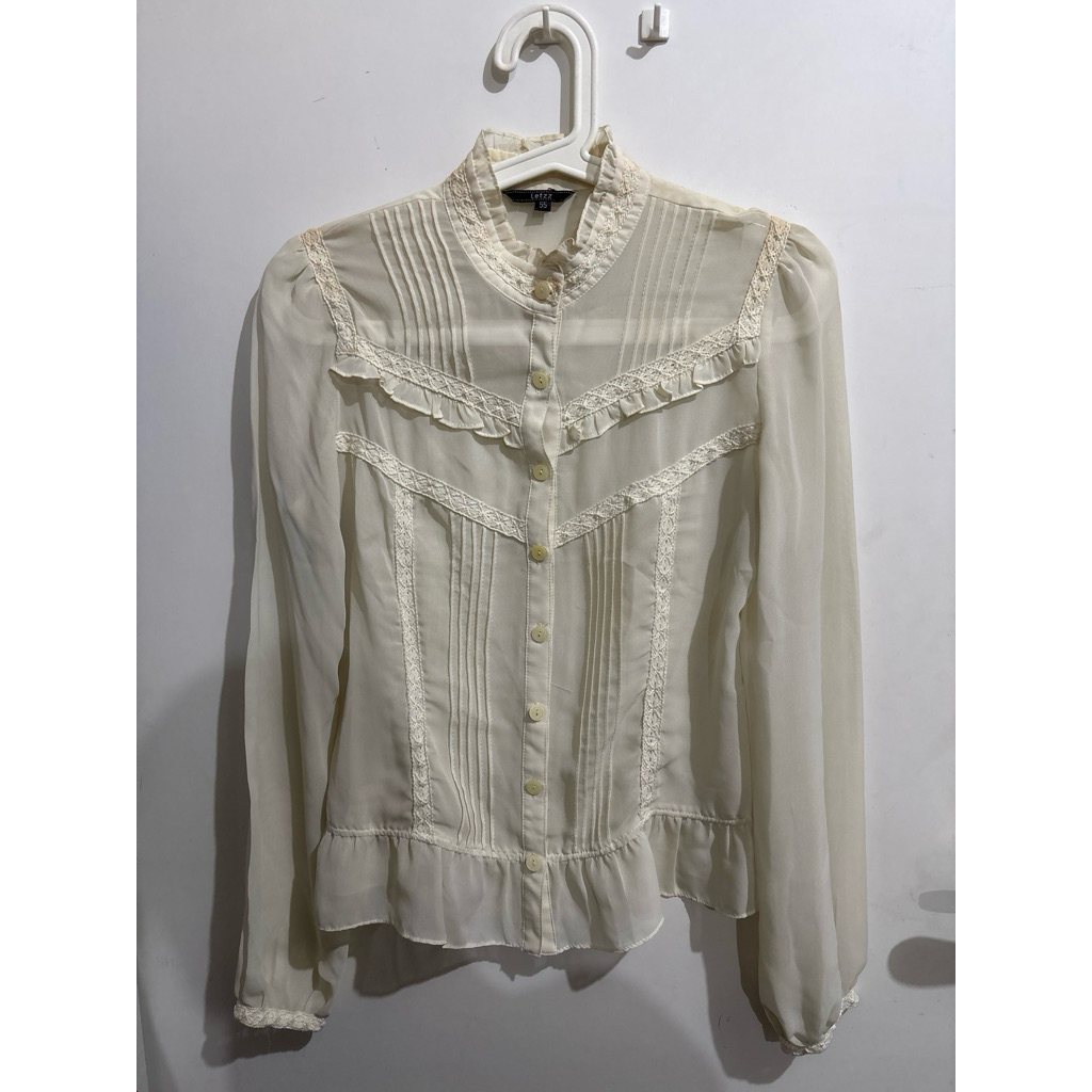 atasan kemeja chiffon lengan panjang