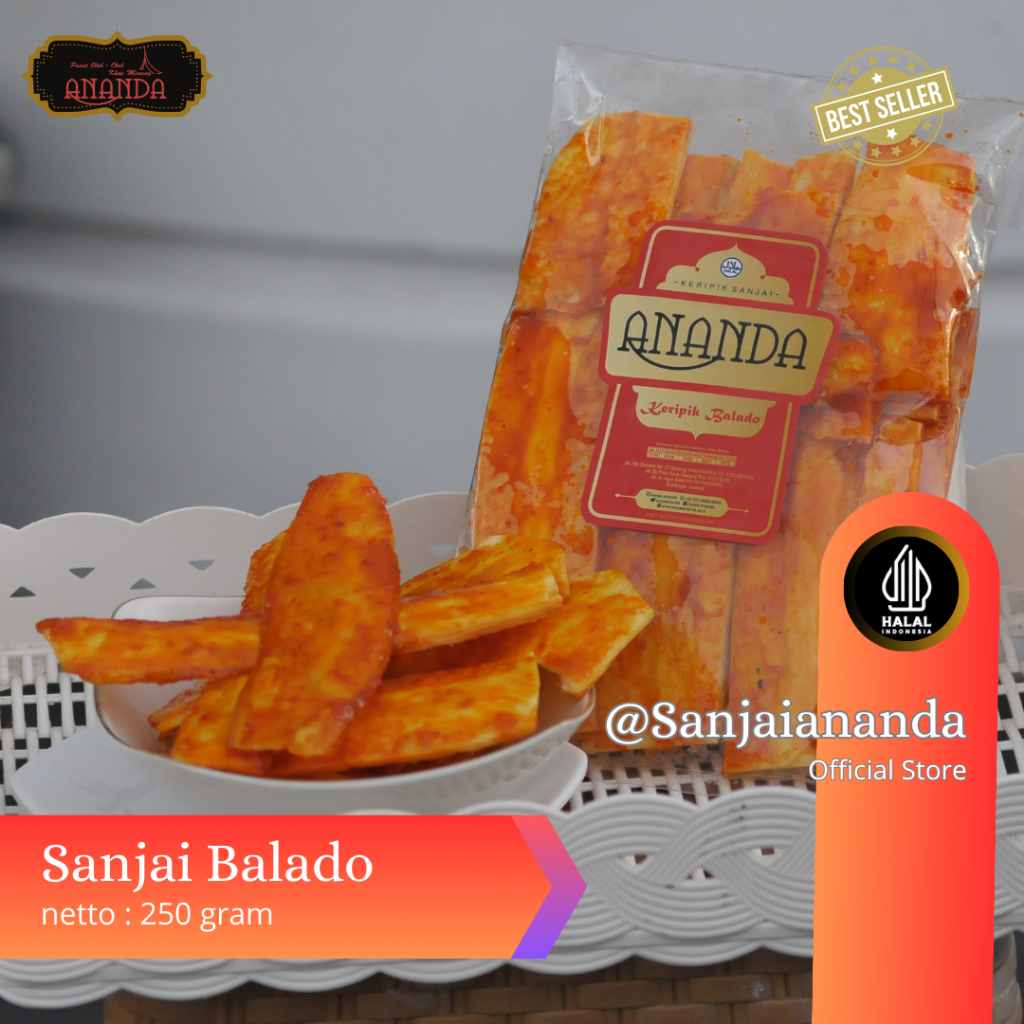 

Keripik Sanjai Balado Panjang 250gr Ananda Pedas Manis Dan enak Asli Bukittinggi / Sanjay Balado Padang