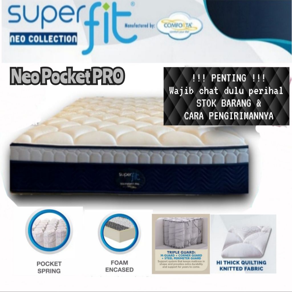Springbed Comforta Superfit Neo Pocket PRO ( Matras / Kasur Saja ) 90 / 100 / 120 / 140 / 160 / 180 