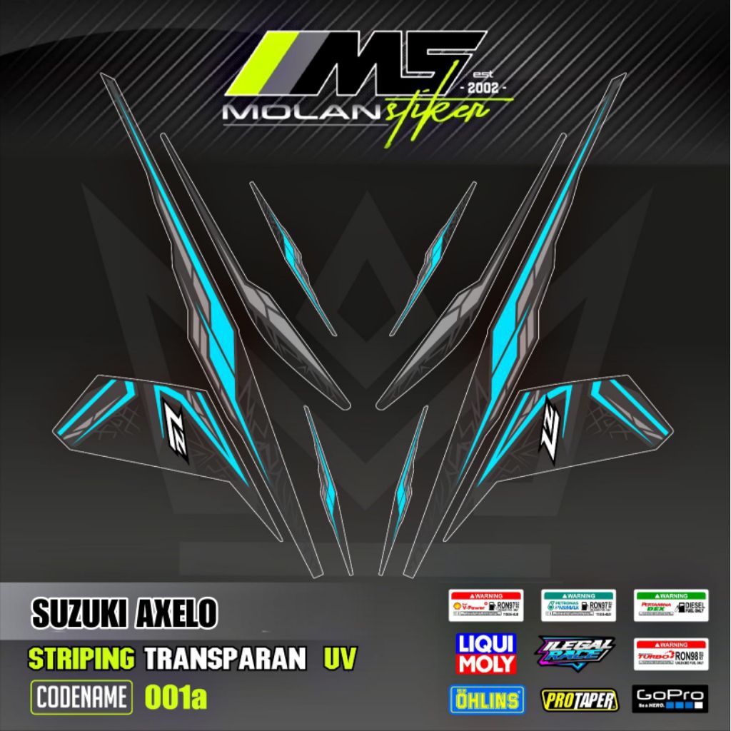Decal Sticker Striping Variasi Transparan Uv Suzuki Axelo 125 Suzuki Shogun Axelo R 125 Shogun Axelo
