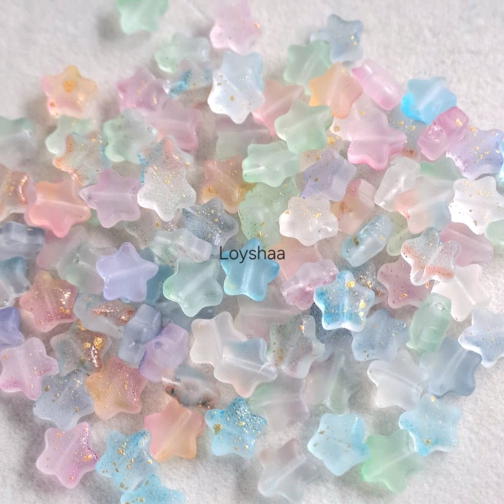 Manik kaca bintang frozen | Manik bintang kaca frozen | Bintang kaca | Bintang glass beads | Mote ma