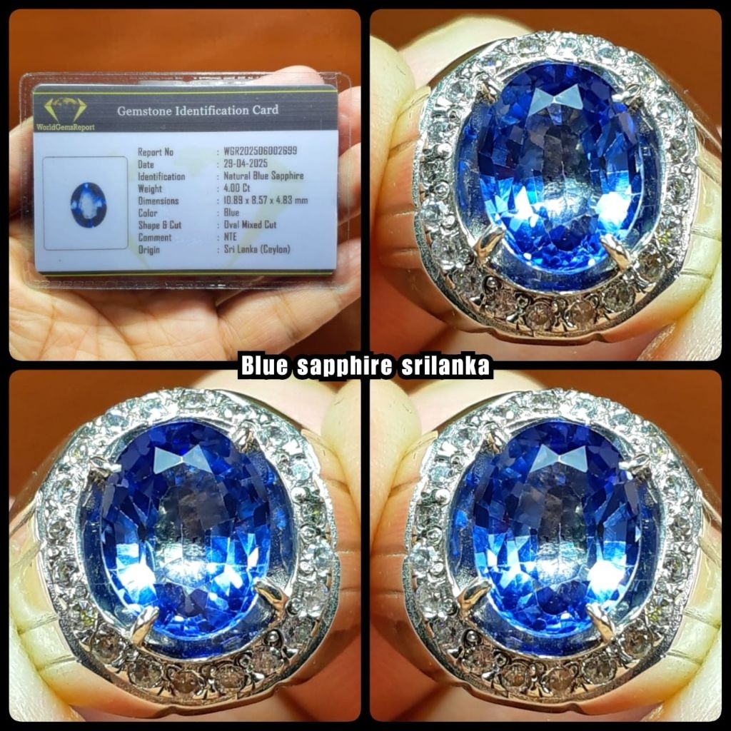 natural 100% sapphire ceylon srilanka ( NTE ) + RING PERAK