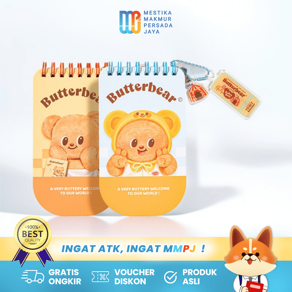 

Deli x Butterbear Spiral Notebook 135×78 mm – Buku Catatan Lucu Isi 48 Lembar 80 Gsm HY221