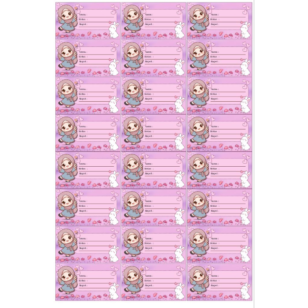 

Label Stiker Nama Anak 7x4 cm – 24 Lembar | Stiker Buku Pelajaran | Bahan HVS