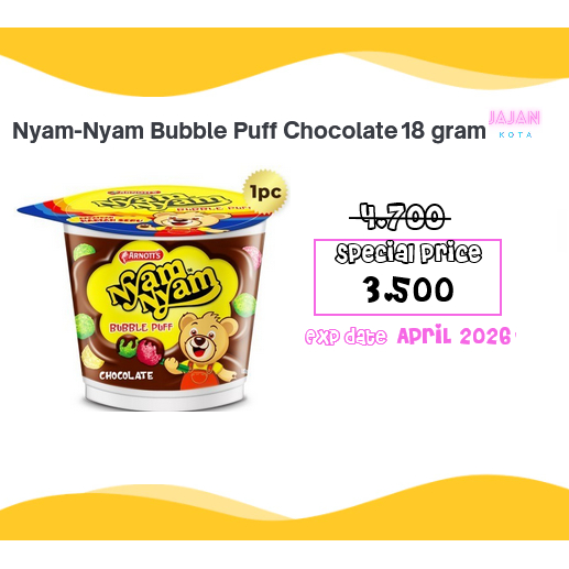 

Nyam Nyam Bubble Puff Chocolate 18 gram