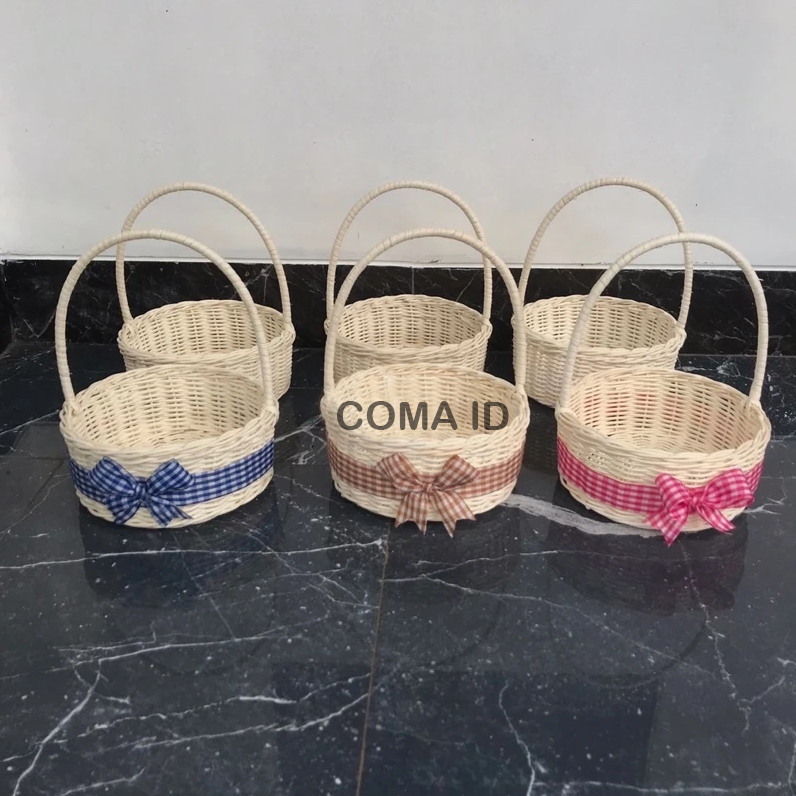 Keranjang Rotan Bulat / Keranjang Hampers Rotan / Keranjang Souvenir Rotan