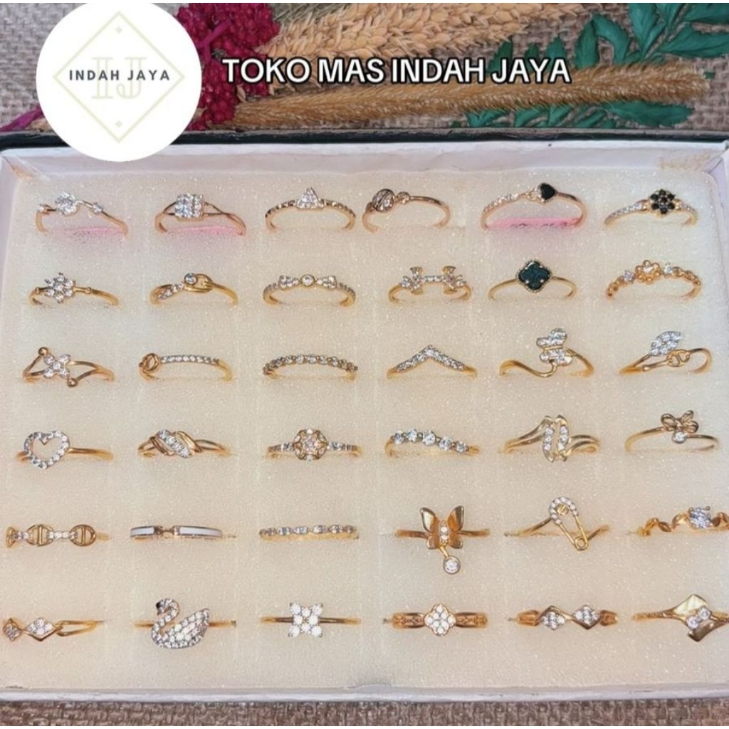 Cincin Fashion Wanita  EMAS ASLI Kadar 300/6K Model Terbaru/Limited Stock  Edisi 1 gram