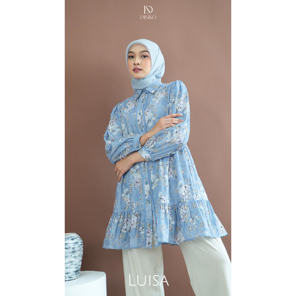 KEMEJA LUISA BLOUSE KATUN BORDIR FUL FURING NADIA DAFSHA BLUS TUNIK MALQA  HILARY DISIKO BESELLER KE