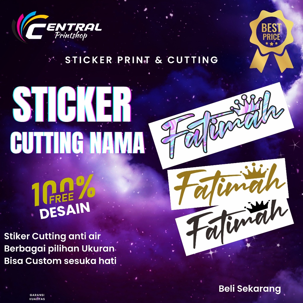 

Stiker Nama Sendiri Custom - Stiker Hologram Custom - Cutting Sticker Timbul Anti Air