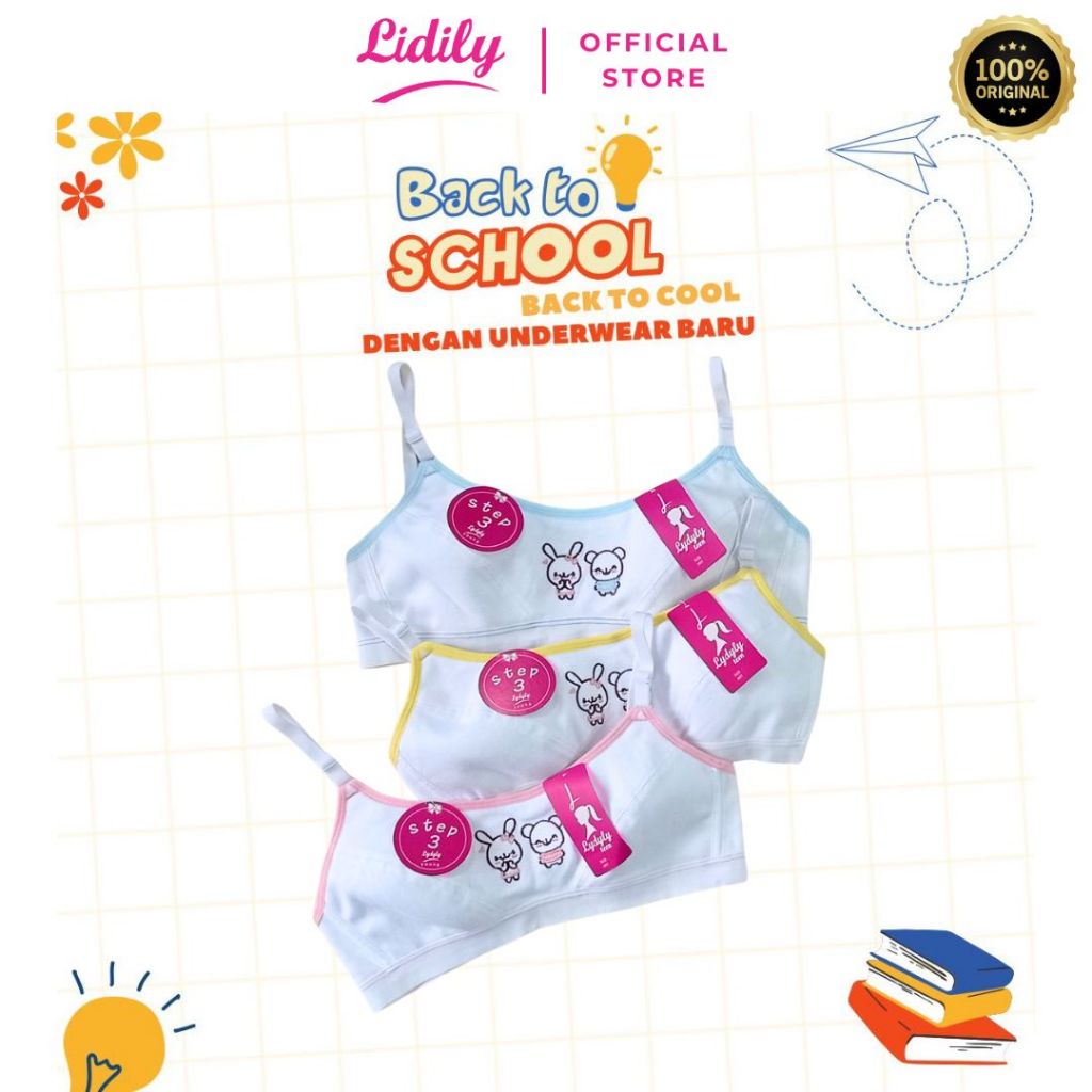 Lydyly - Bra Remaja Bh Teen Pengait Belakang Step 3 Bh Lz203 | Miniset Katun | BH Anak Sekolah Bra K