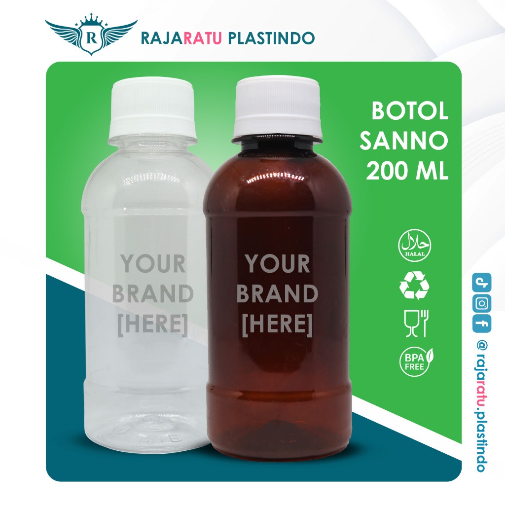 Botol Madu 200 ml / Botol Sanno 200 ml Bening Amber