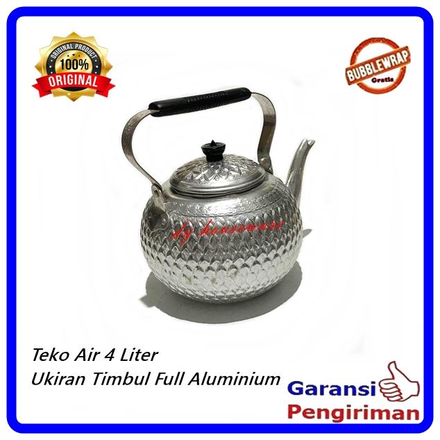 Teko Air Minum Ukir Timbul Teko Cuci Tangan Cerek Air Sedekahan Teko Hajatan Full Aluminium 4 Literr