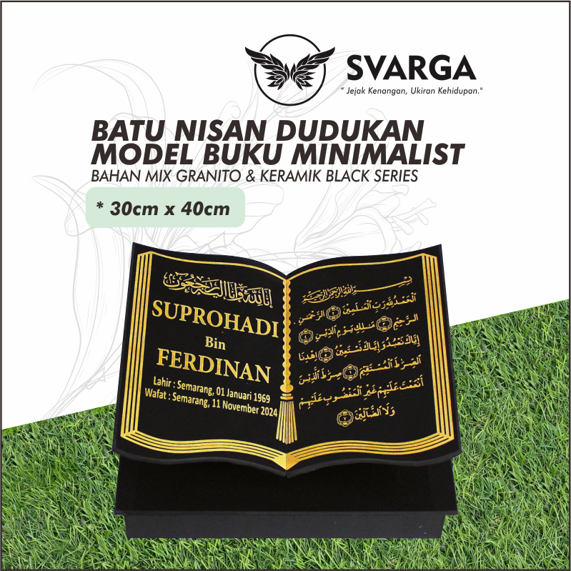 Batu Nisan Dudukan Model Buku Ukuran 20x30 Full Granit | Batu Nisan Granit | Batu Nisan Kuburan | Ba