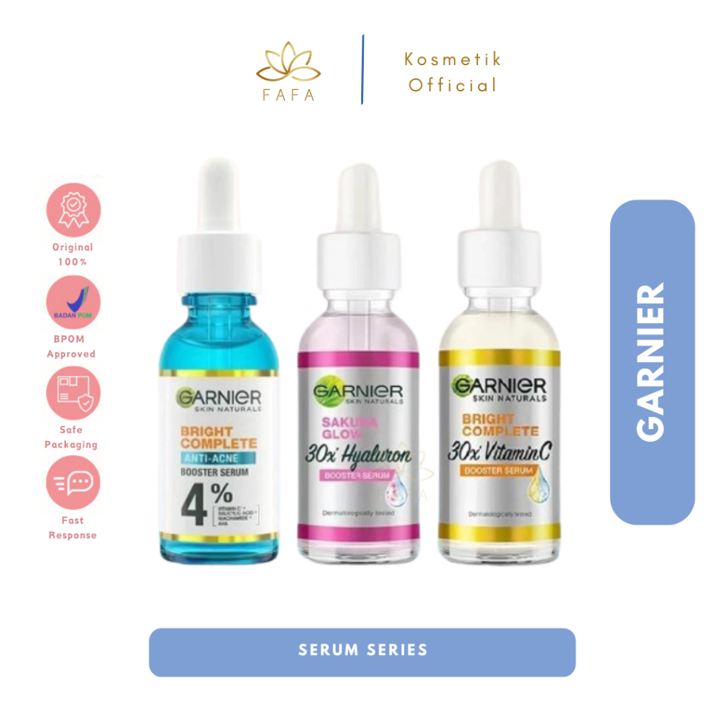 [READY] Garnier Bright Complete & Sakura Glow Booster Serum - Anti Acne, Hyaluron, Vitamin C