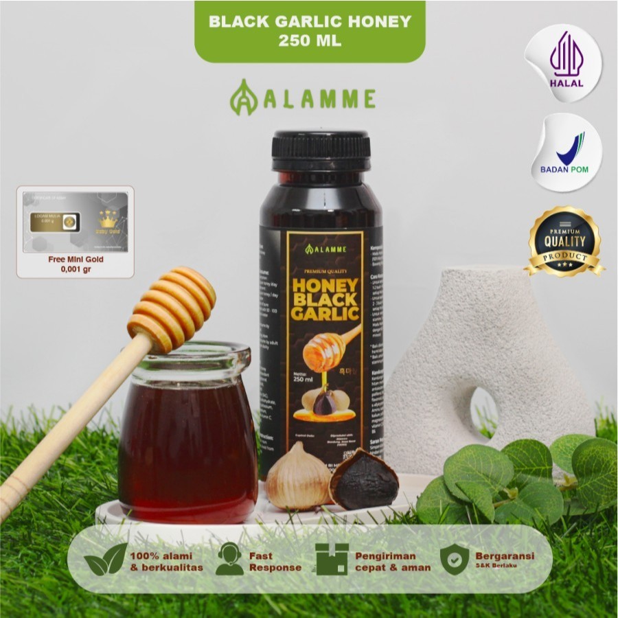 

Alamme Honey Black Garlic - Black Garlic Honey - Madu Bawang Hitam Tunggal 250 Ml-MADU Black Garlic Honey Bawang Hitam - Madu Kuat Stamina Pria Tahan Lama