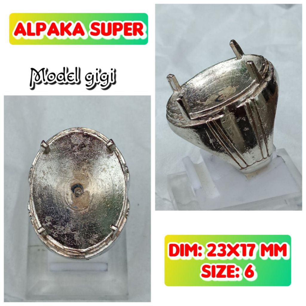 cincin emban batu akik batu permata alpaka super model gigi.32