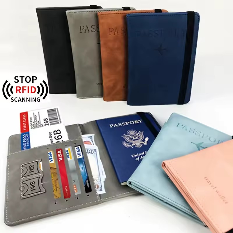 RFID Blocking Dompet Paspor Kulit Sintetis Premium Wallet Anti Maling Data