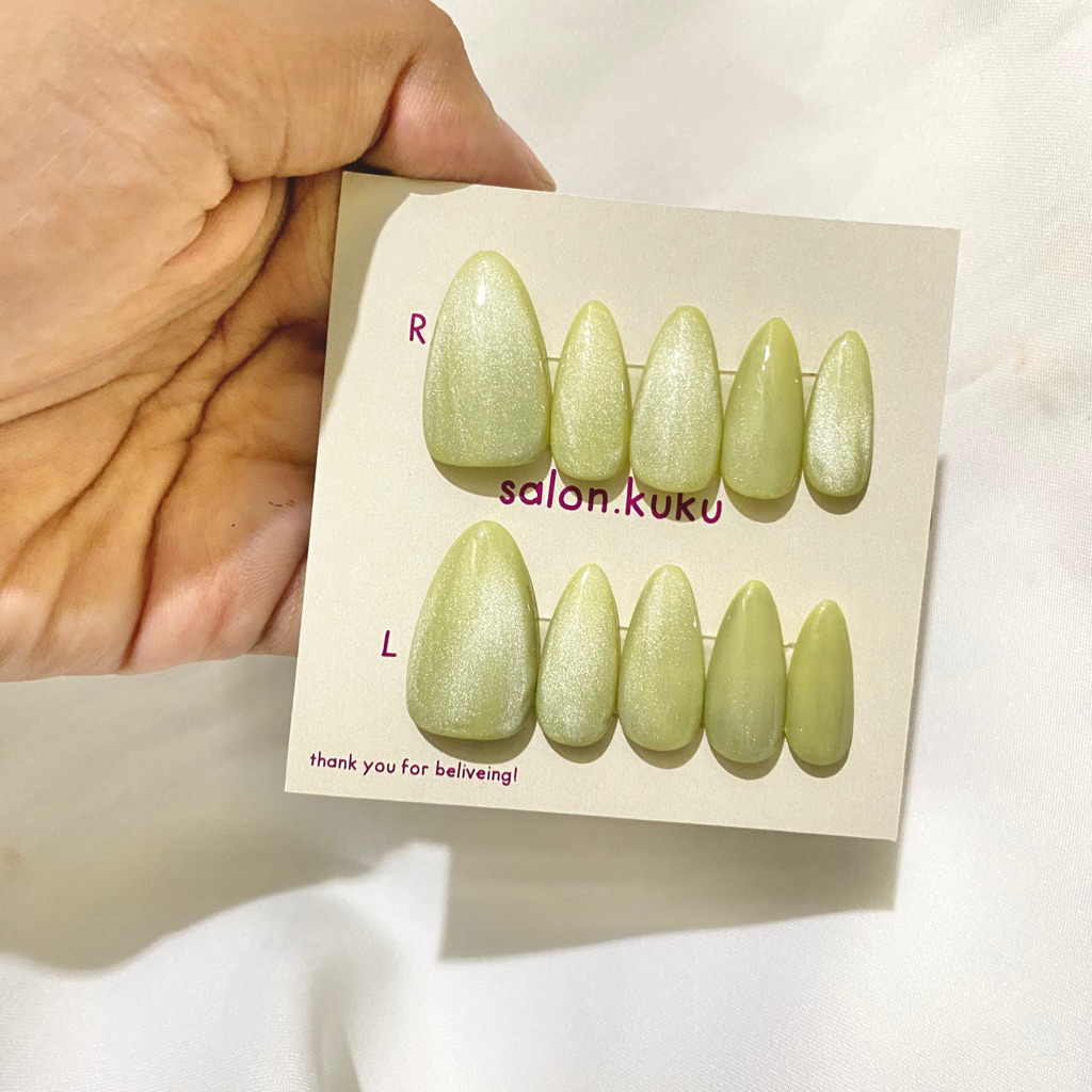 Kuku Palsu Cat Eye Hijau Sage