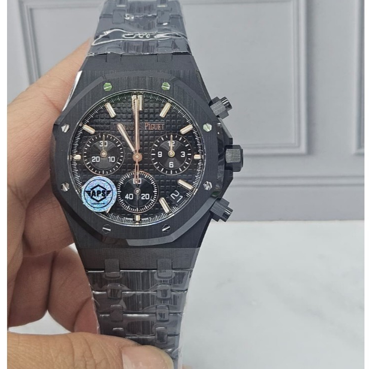 JAM TANGAN AP CHRONOGRAPH FULL BLACK SWISS AUTOMATIC 41MM BY APS FACTORY AP CHRONO SWISS