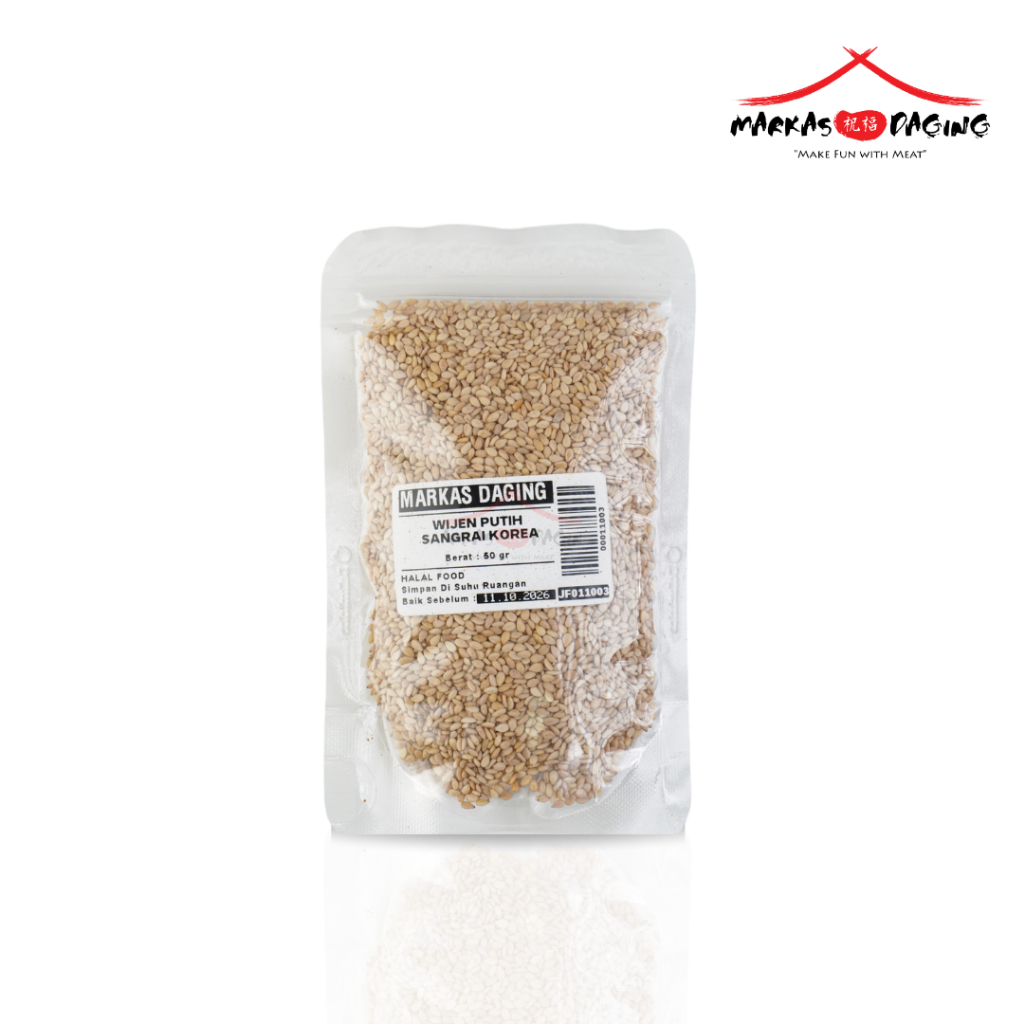

Wijen Putih Sangrai Korea Halal 50gr II Biji Wijen Panggang - Markasdaging
