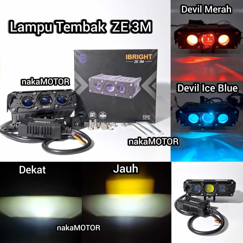 IBRIGHT Lampu Tembak Biled 3 Mata ZE3M WaterProof