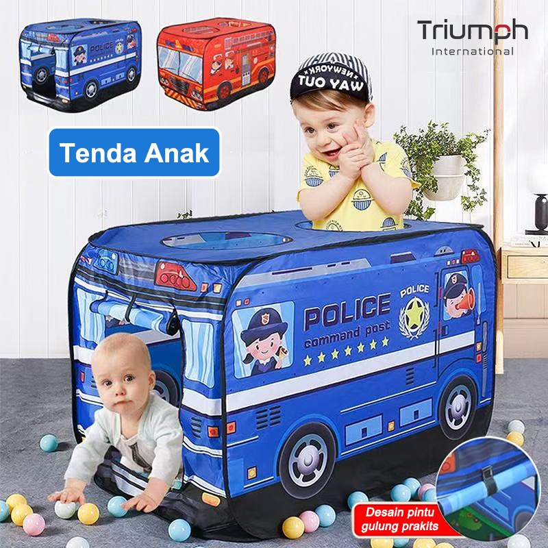 Tenda Anak Tenda Camping Anak Lipat Mainan Karakter Mobil Luar Ruangan Lipat Playhouse Truk Pemadam Kebakaran/Mobil Polisi