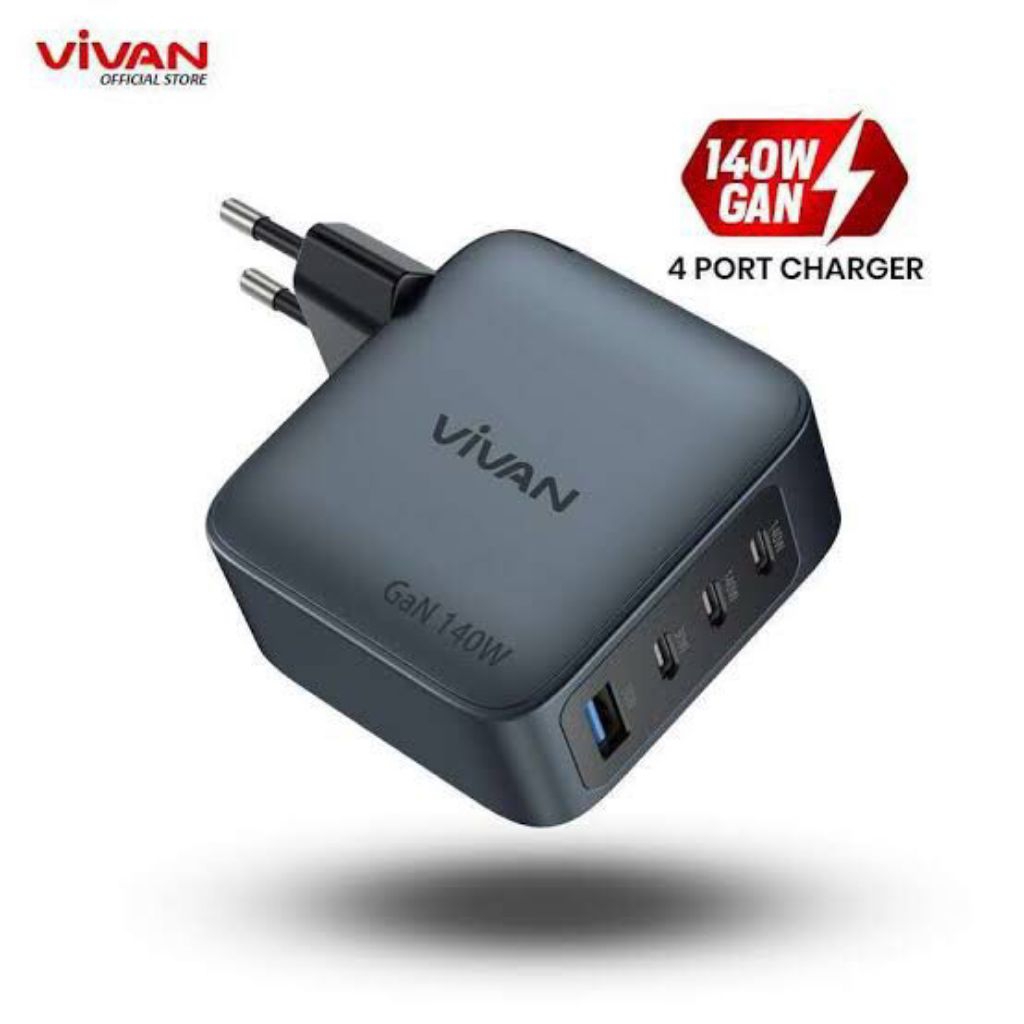 VIVAN Charger GaN05 Silver Gray 140W USB-A+USB-C