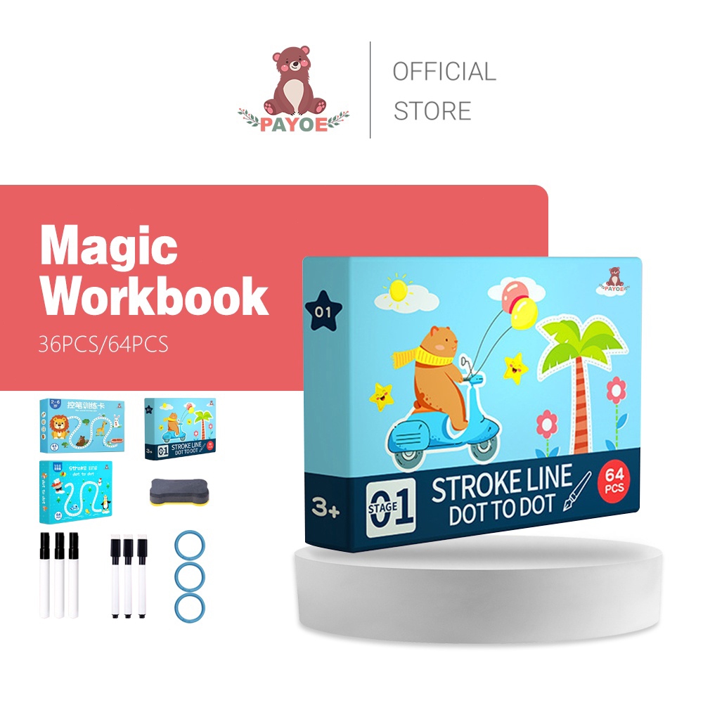 

CTK031 PAYOE Magic Workbook Smart Writing Book Buku Edukasi Anak Belajar Tracing Wipe And Clean Book