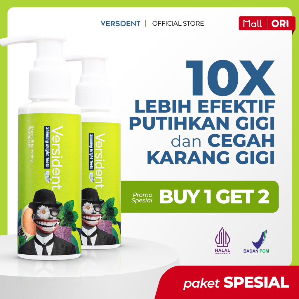BELI1 GRATIS1 [2Pcs Versident Shinning Bright Teeth] - Pasta Gigi Pemutih Gigi &Pencegah Karang Gigi