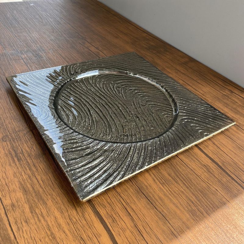 Piring Dekorasi Black Gold Hitam Keemasan Persegi