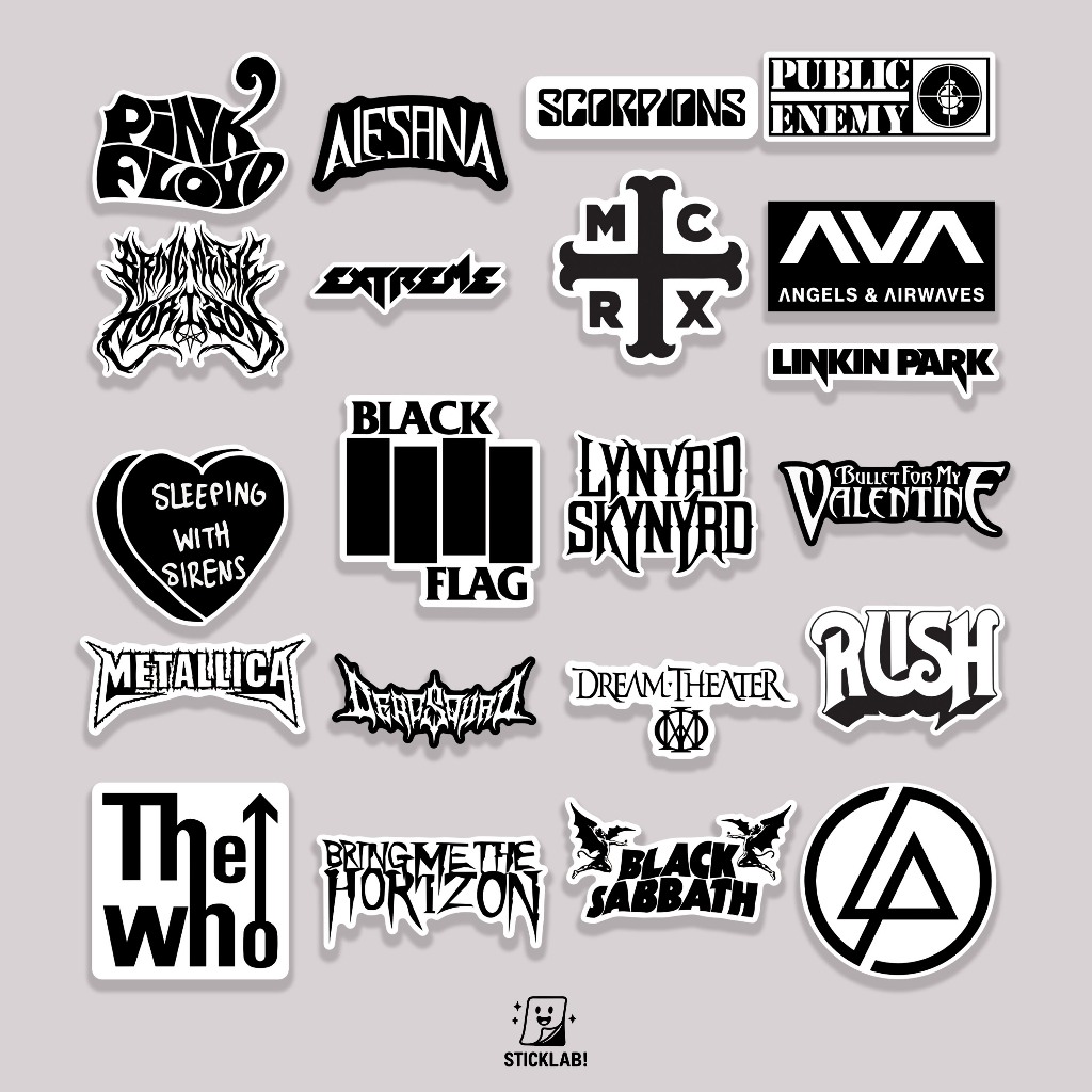

Sticker Pack ROCK BAND VOL 02 Aesthetic Vynil Potongan KissCut Tumblr Helm Laptop BLACK & WHITE