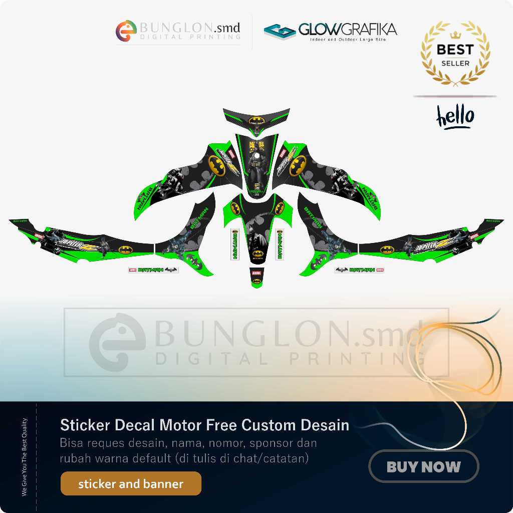 DECAL STIKER MOTOR CUSTOM YAMAHA JUPITER Z EDISI BATMAN HIJAU