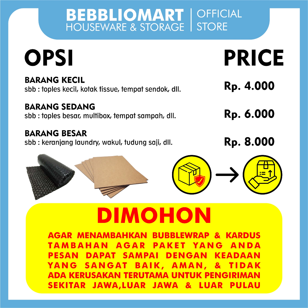 

BUBBLE WRAP DAN KARDUS TAMBAHAN SUPAYA LEBIH AMAN