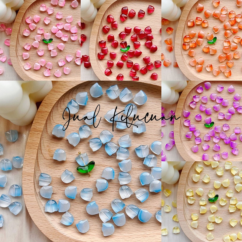 Manik Bunga Tulip (6 Set) / Manik Monte Mote Bunga Tulip Kaca