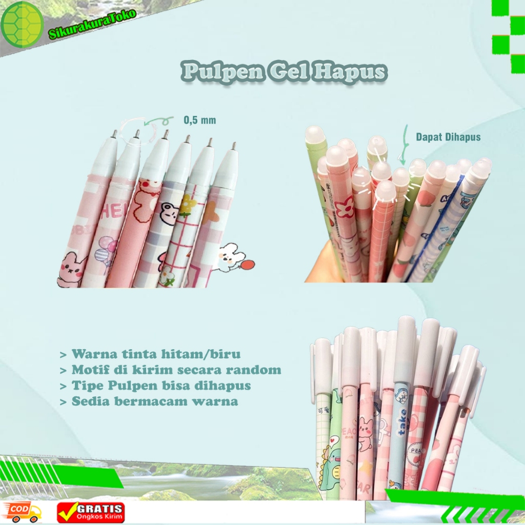 

(sko) Bolpen Hapus Motif Lucu Pulpen Hapus Erasable Pen Karakter Pena penghapus Tinta Hitam / Bolpoin Gel Bisa Dihapus