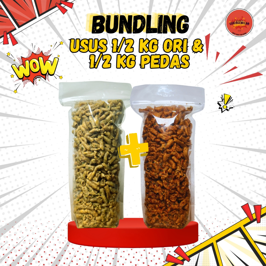 

Ready PROMO!!! PAKET USUS AYAM CRISPY ORIGINAL 500GR DAN USUS AYAM CRISPY PEDAS DAUN JERUK 500GR