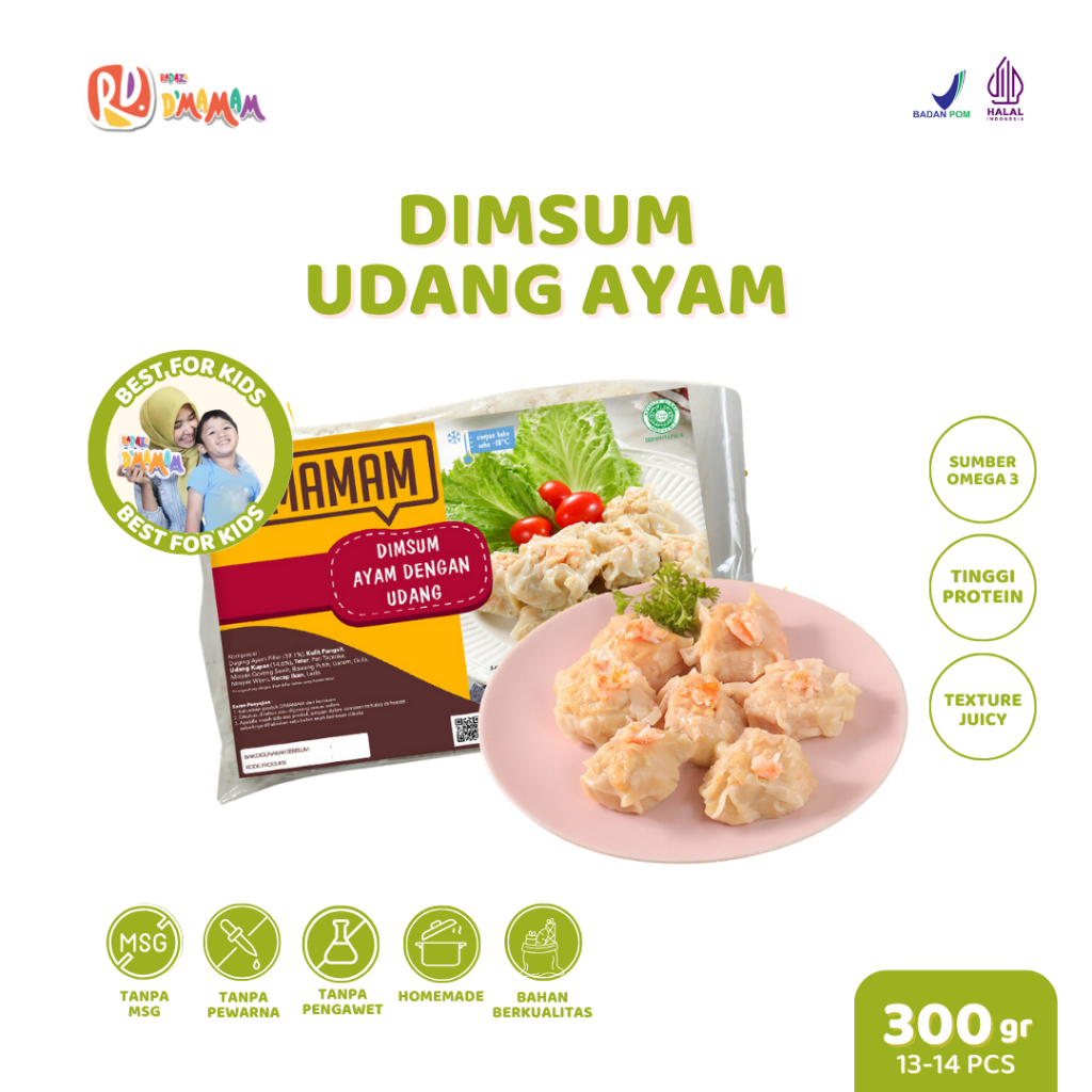 

D'MAMAM SBY Dimsum Udang Ayam 300g Premium Frozen Food Anak MPASI Homemade Dairy Free BPOM HALAL