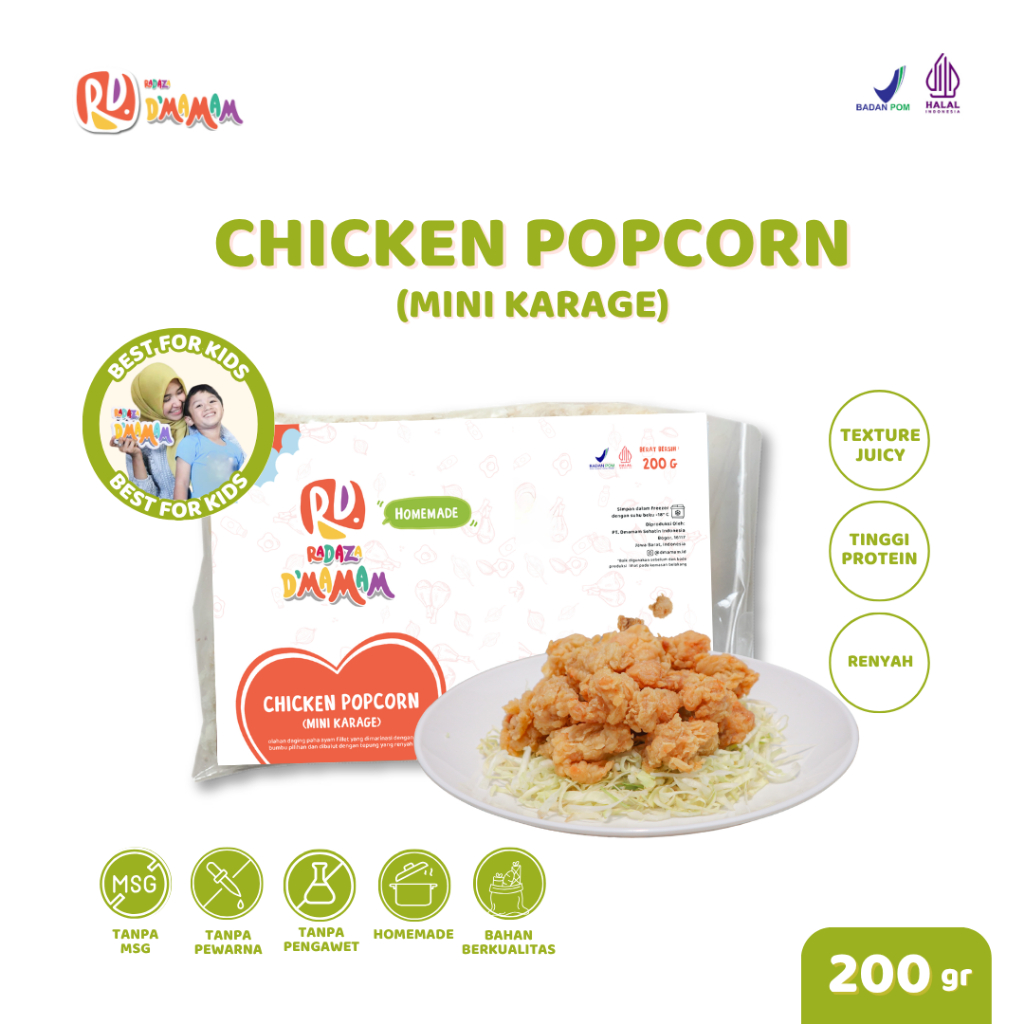 

D'MAMAM SBY Chicken Popcorn 200g Nugget Ayam Anak MPASI Homemade HACCP BPOM HALAL